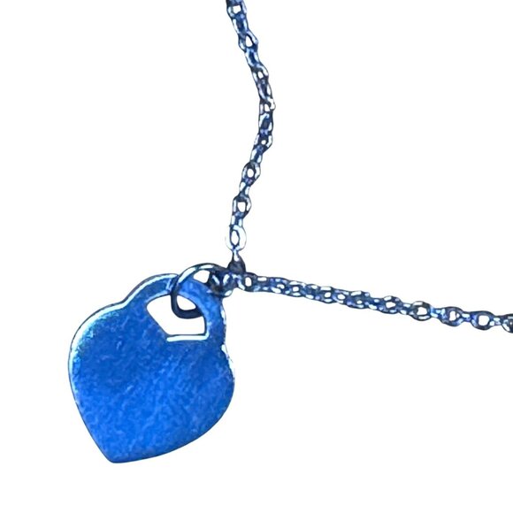 Tiffany & Co. 925 sterling silver heart tag charm and 18 KGP necklace 18" chain - Picture 6 of 7